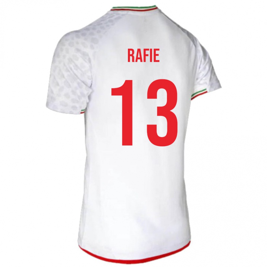 נשים כדורגל איראן Abbas Rafie #13 לבן אדום ג'רזי ביתית 26-28