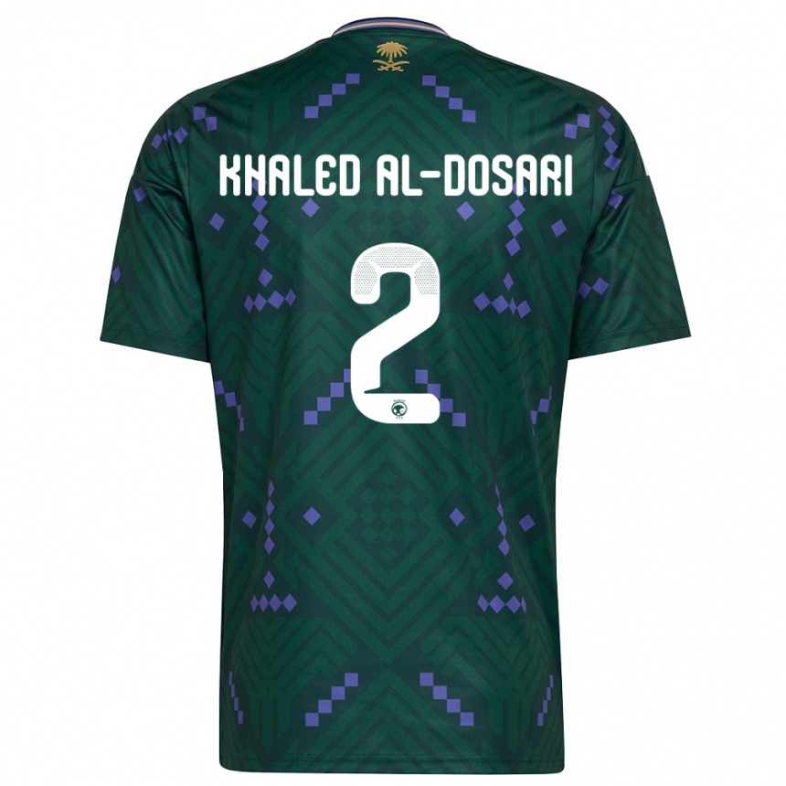 נשים כדורגל ערב הסעודית Yazeed Khaled Al-Dosari #2 ירוק סגול לבן ג'רזי ביתית 26-28