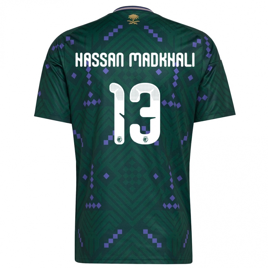 נשים כדורגל ערב הסעודית Mohammed Hassan Madkhali #13 ירוק סגול לבן ג'רזי ביתית 26-28