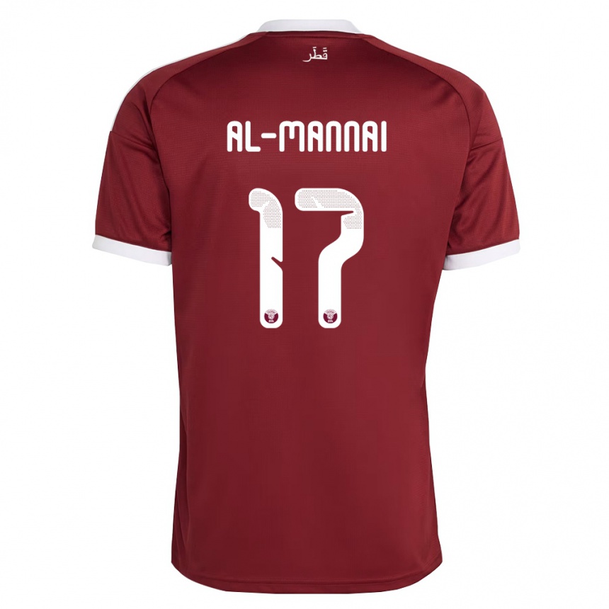 נשים כדורגל קטאר Mohamed Al-Mannai #17 אדום בורדו לבן ג'רזי ביתית 26-28