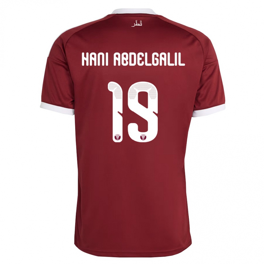 נשים כדורגל קטאר Youssef Hani Abdelgalil #19 אדום בורדו לבן ג'רזי ביתית 26-28