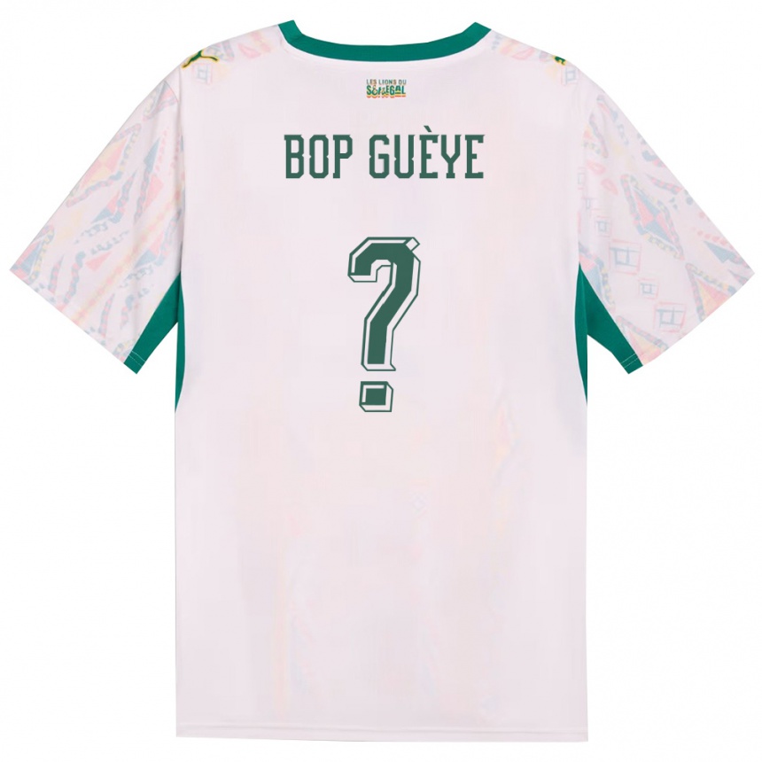 נשים כדורגל סנגל Bop Guèye #0 לבן ירוק צהוב ג'רזי ביתית 26-28