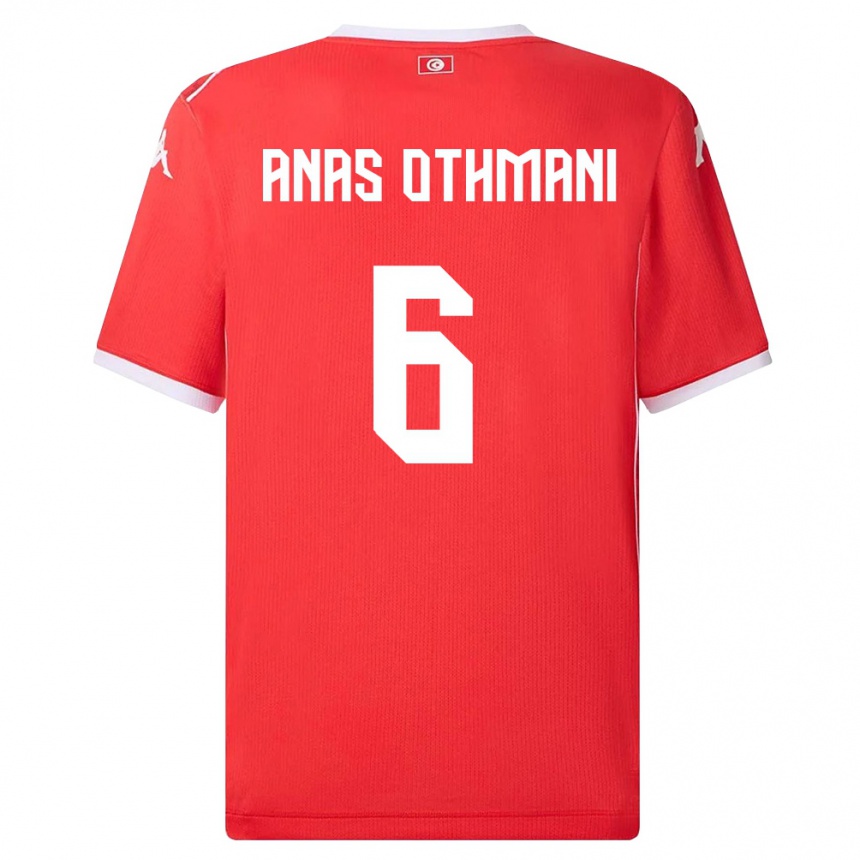 נשים כדורגל תוניסיה Mohamed Anas Othmani #6 אדום לבן ג'רזי ביתית 26-28