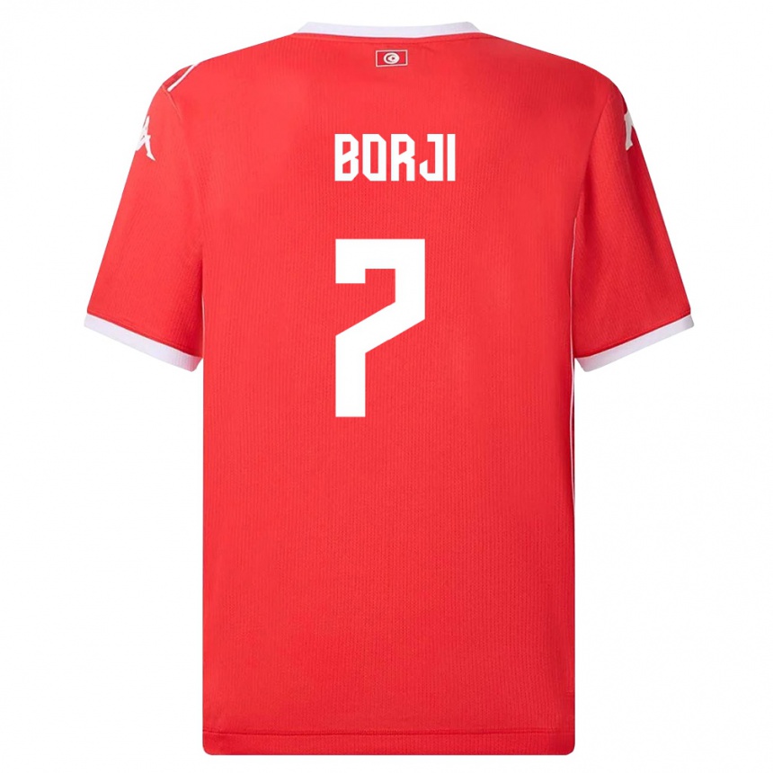 נשים כדורגל תוניסיה Adem Borji #7 אדום לבן ג'רזי ביתית 26-28