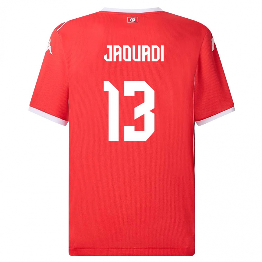 נשים כדורגל תוניסיה Assim Jaouadi #13 אדום לבן ג'רזי ביתית 26-28