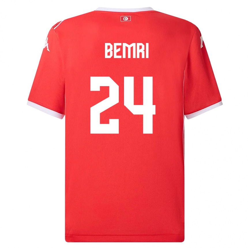 נשים כדורגל תוניסיה Ahmed Bemri #24 אדום לבן ג'רזי ביתית 26-28