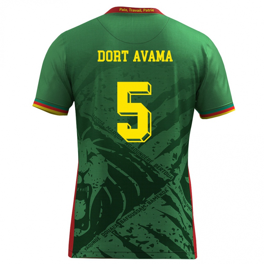 נשים כדורגל קמרון Dieu Ne Dort Avama #5 ירוק צהוב אדום ג'רזי ביתית 26-28