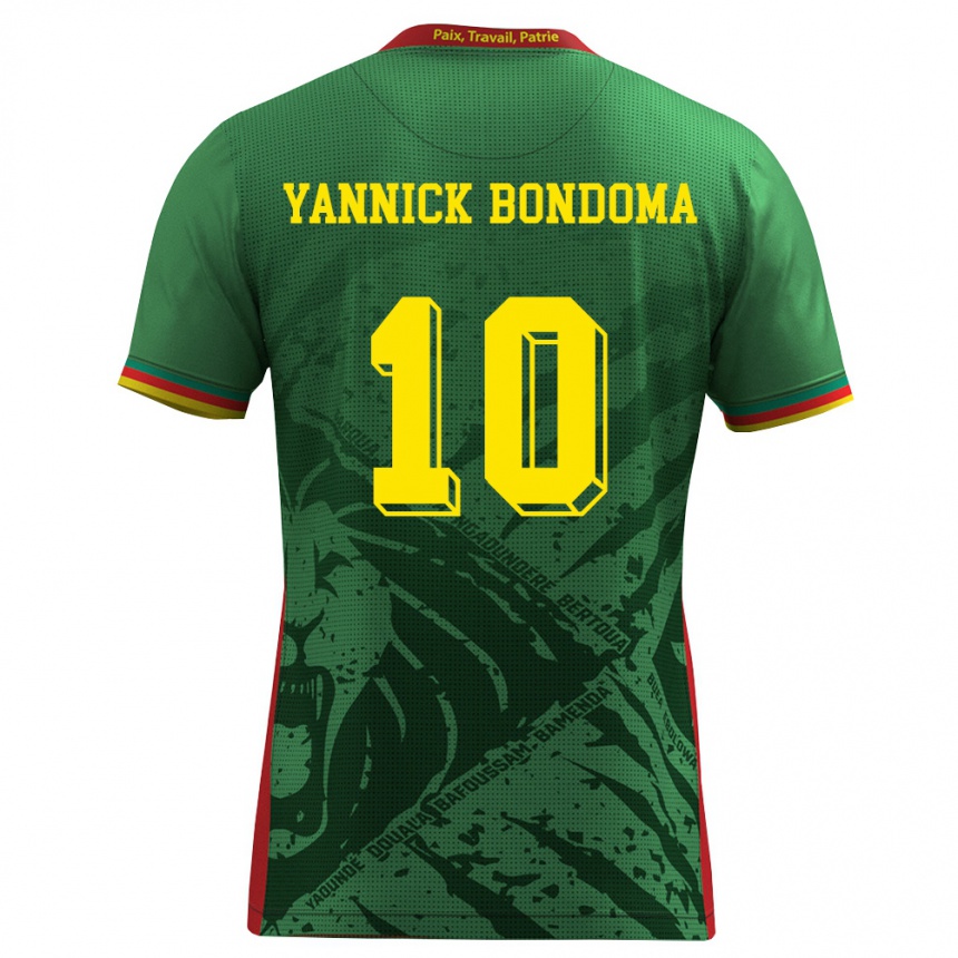 נשים כדורגל קמרון David Yannick Bondoma #10 ירוק צהוב אדום ג'רזי ביתית 26-28