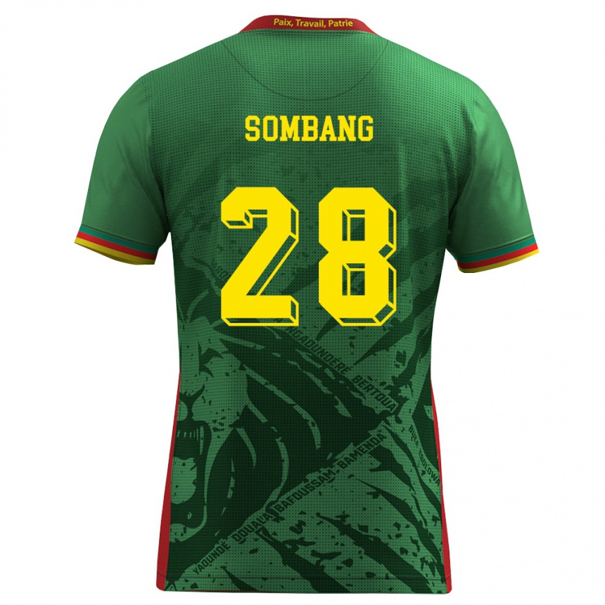 נשים כדורגל קמרון Edouard Sombang #28 ירוק צהוב אדום ג'רזי ביתית 26-28