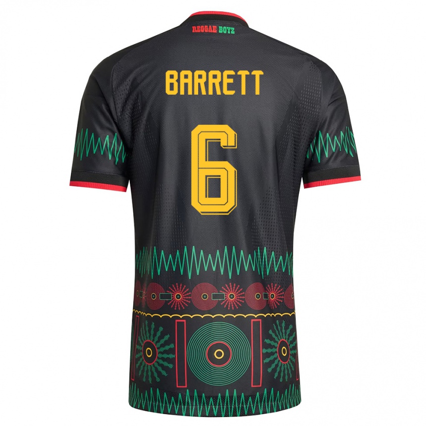 נשים כדורגל ג'מייקה רונלדו בארט #6 שחור אדום צהוב הרחק ג'רזי 26-28