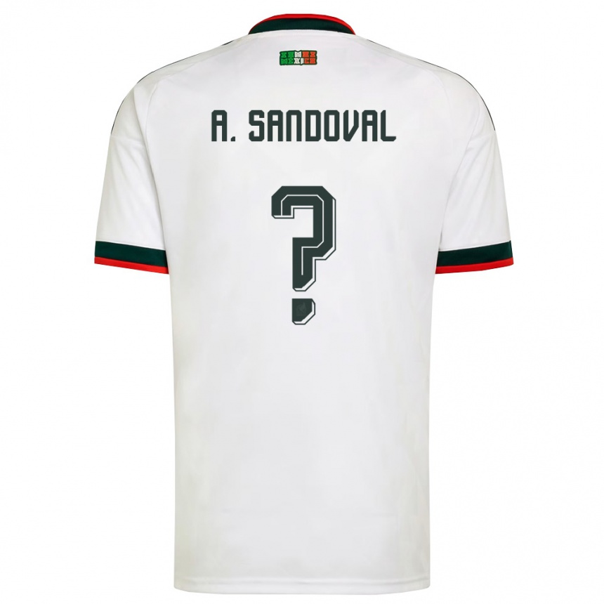 נשים כדורגל מקסיקו Axel Sandoval #0 לבן בורדו ירוק הרחק ג'רזי 26-28