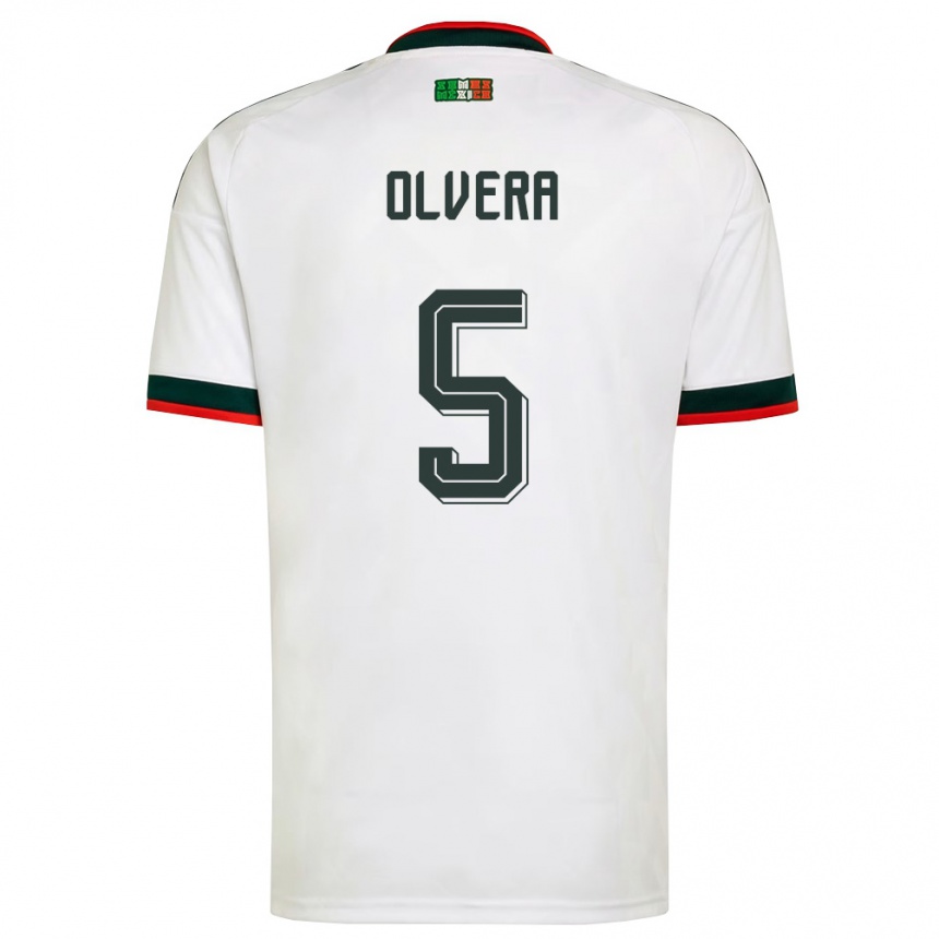 נשים כדורגל מקסיקו Ian Olvera #5 לבן בורדו ירוק הרחק ג'רזי 26-28