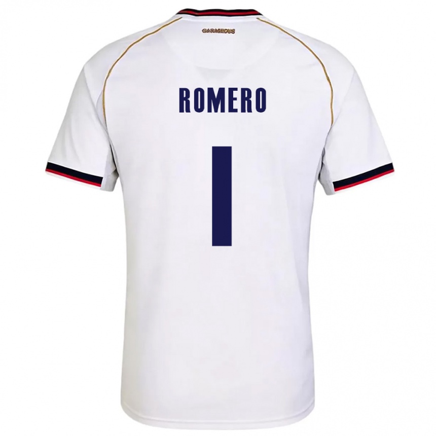 נשים כדורגל פנמה Manuel Romero #1 לבן אדום הרחק ג'רזי 26-28