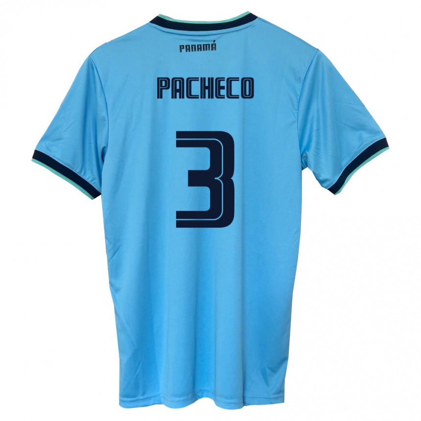 נשים כדורגל פנמה Joseph Pacheco #3 כחול שמיים שחור הרחק ג'רזי 26-28