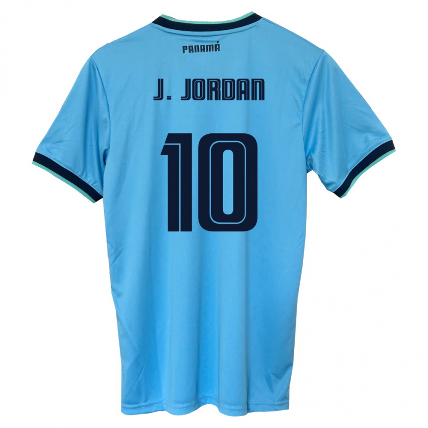 נשים כדורגל פנמה Jasio Jordan #10 כחול שמיים שחור הרחק ג'רזי 26-28