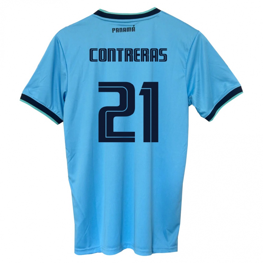 נשים כדורגל פנמה Davis Contreras #21 כחול שמיים שחור הרחק ג'רזי 26-28