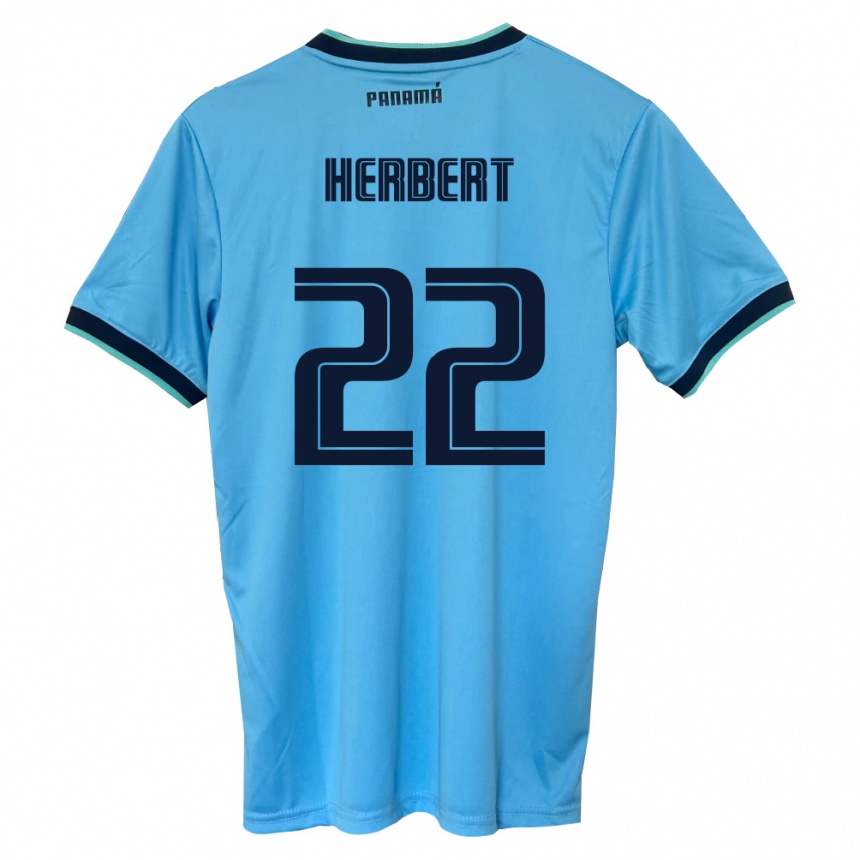 נשים כדורגל פנמה Antony Herbert #22 כחול שמיים שחור הרחק ג'רזי 26-28
