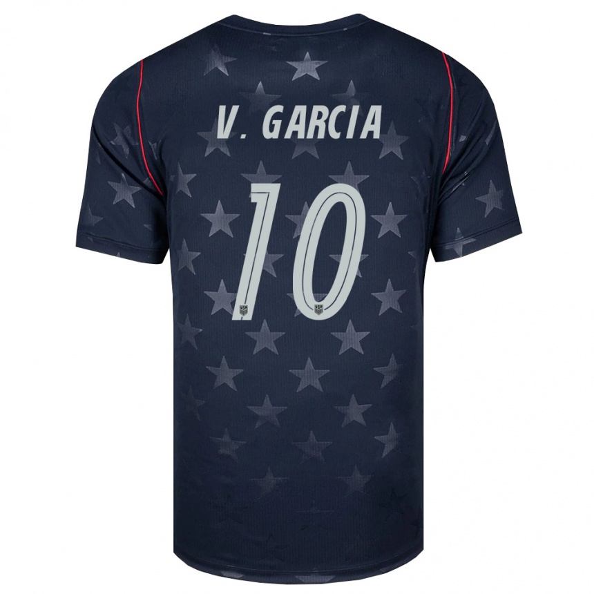 נשים כדורגל ארצות הברית Vicente Garcia #10 שחור לבן אדום הרחק ג'רזי 26-28