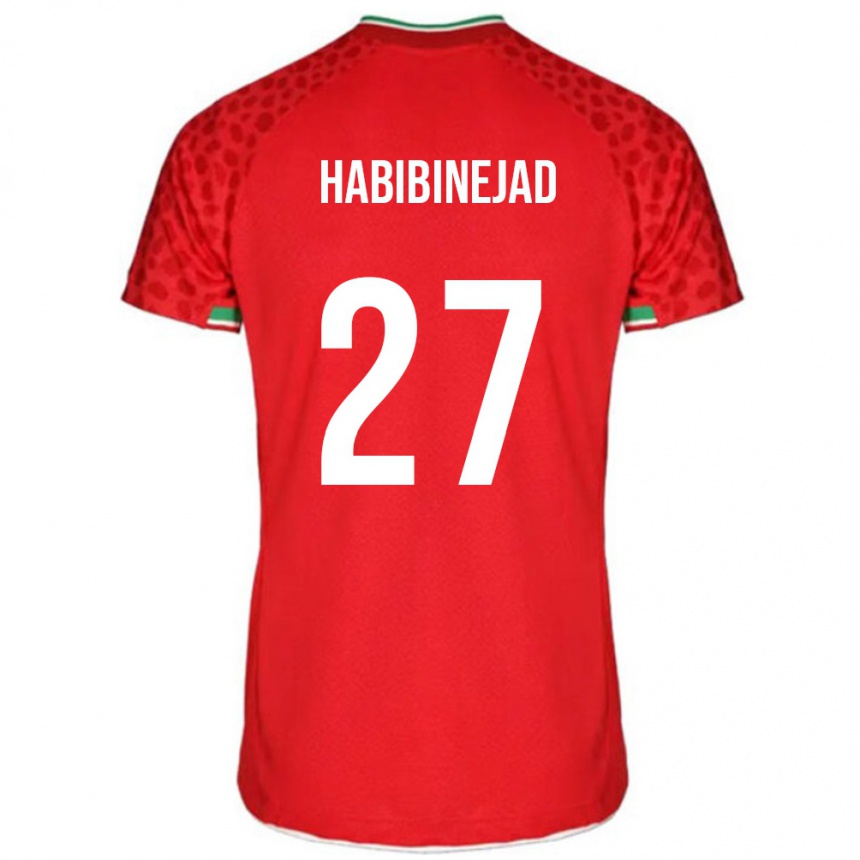 נשים כדורגל איראן Hadi Habibinejad #27 אדום לבן הרחק ג'רזי 26-28