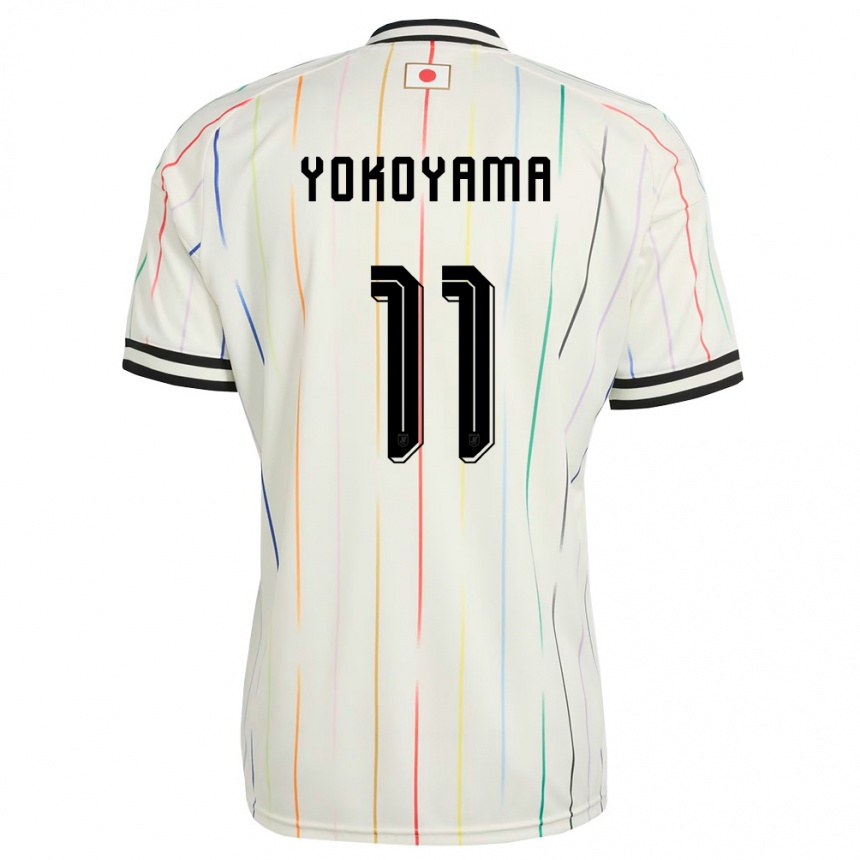 נשים כדורגל יַפָּן Yumeki Yokoyama #11 לבן שחור הרחק ג'רזי 26-28