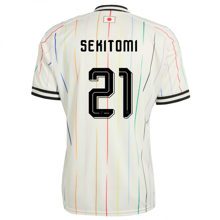 נשים כדורגל יַפָּן Kanta Sekitomi #21 לבן שחור הרחק ג'רזי 26-28