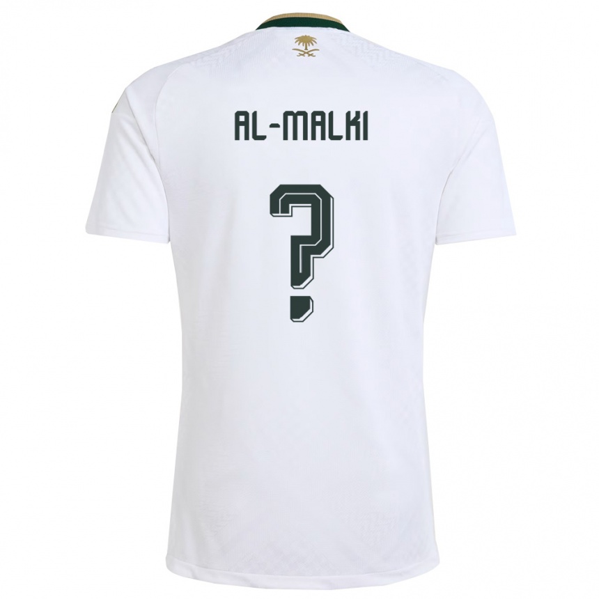 נשים כדורגל ערב הסעודית Mohammed Al-Malki #0 לבן ירוק זהב הרחק ג'רזי 26-28