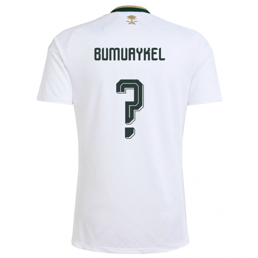 נשים כדורגל ערב הסעודית Mohammed Bumuaykel #0 לבן ירוק זהב הרחק ג'רזי 26-28