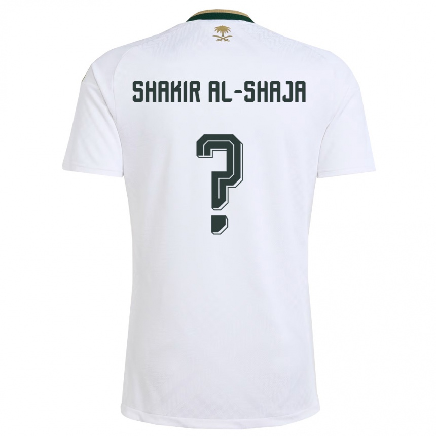 נשים כדורגל ערב הסעודית Sultan Shakir Al-Shaja #0 לבן ירוק זהב הרחק ג'רזי 26-28