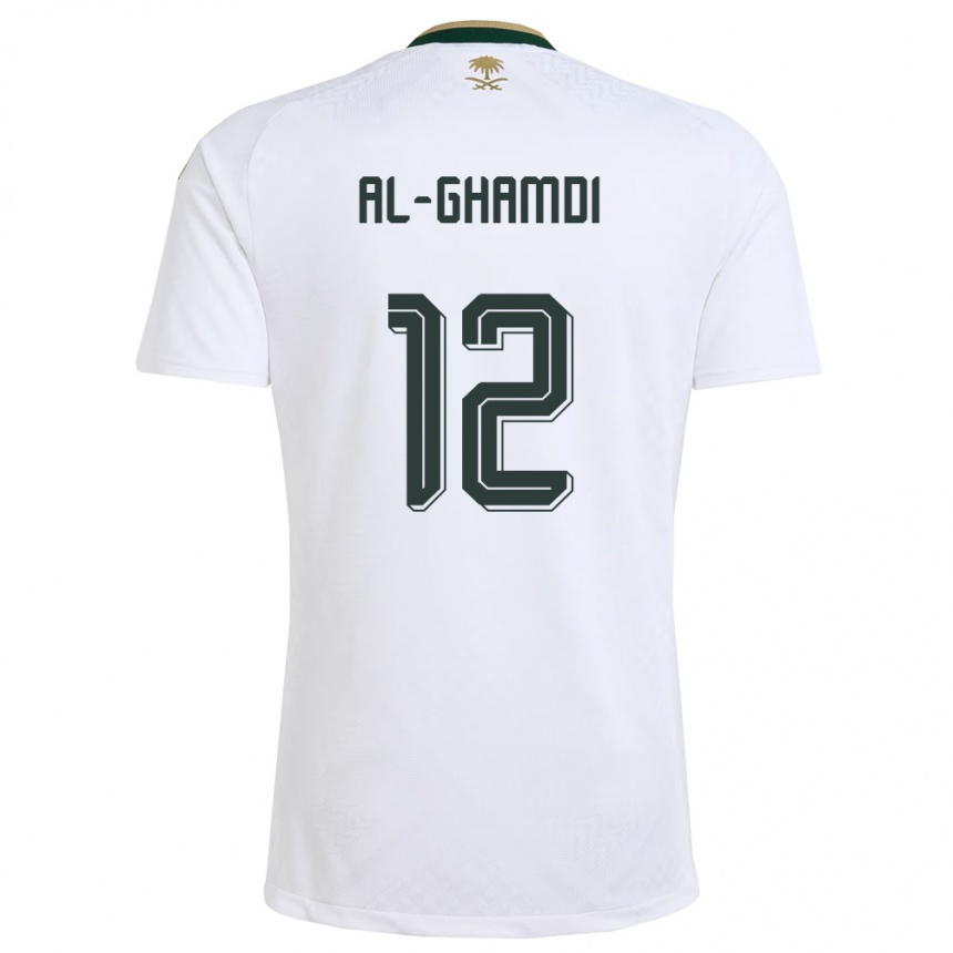 נשים כדורגל ערב הסעודית Rayan Al-Ghamdi #12 לבן ירוק זהב הרחק ג'רזי 26-28