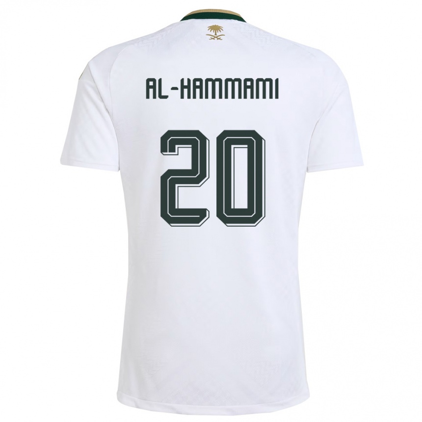 נשים כדורגל ערב הסעודית Hammam Al-Hammami #20 לבן ירוק זהב הרחק ג'רזי 26-28