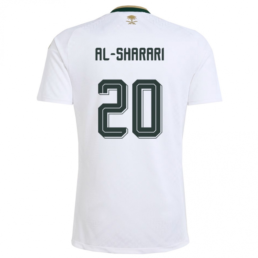 נשים כדורגל ערב הסעודית Essa Al-Sharari #20 לבן ירוק זהב הרחק ג'רזי 26-28