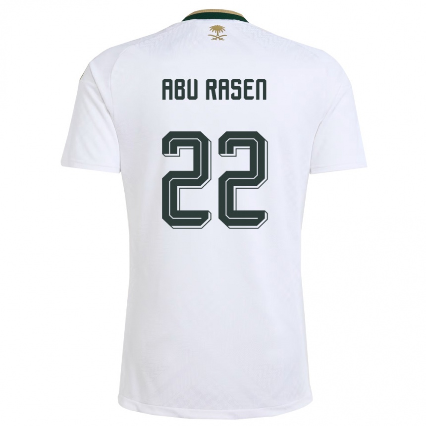 נשים כדורגל ערב הסעודית Ahmad Abu Rasen #22 לבן ירוק זהב הרחק ג'רזי 26-28