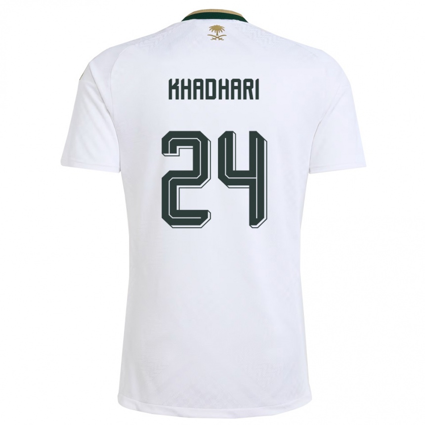 נשים כדורגל ערב הסעודית Murad Khadhari #24 לבן ירוק זהב הרחק ג'רזי 26-28