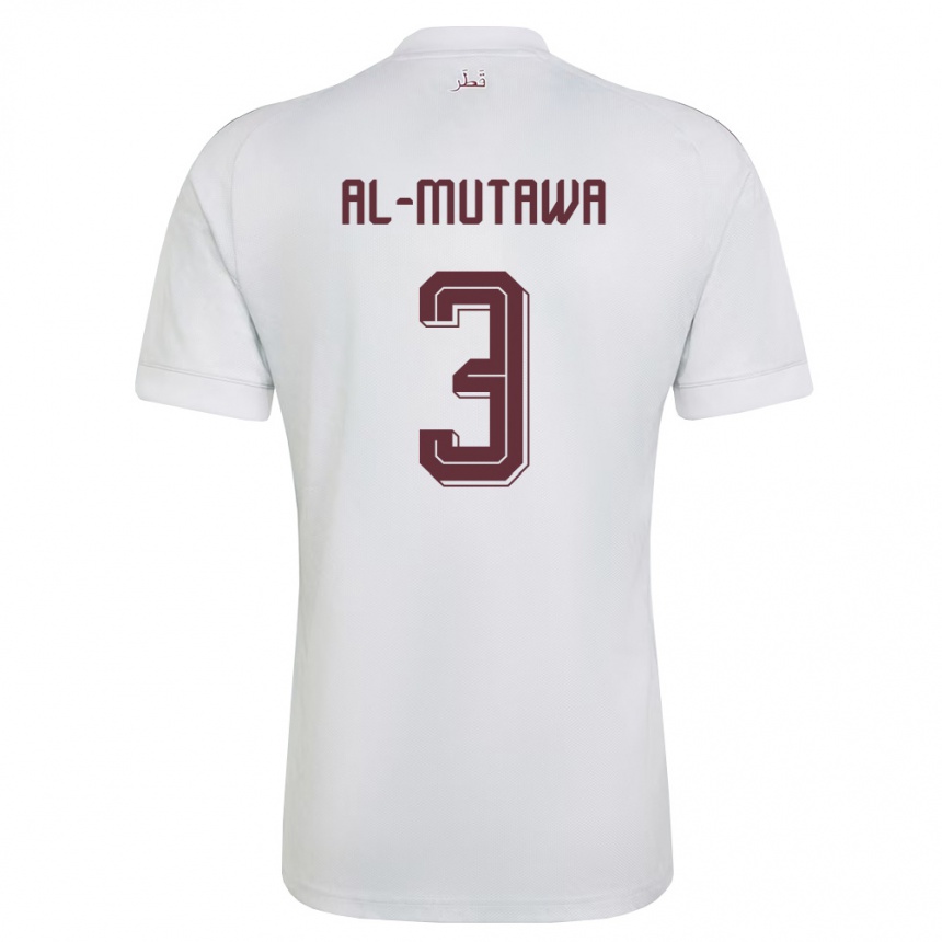 נשים כדורגל קטאר Abdulaziz Al-Mutawa #3 לבן בורדו הרחק ג'רזי 26-28