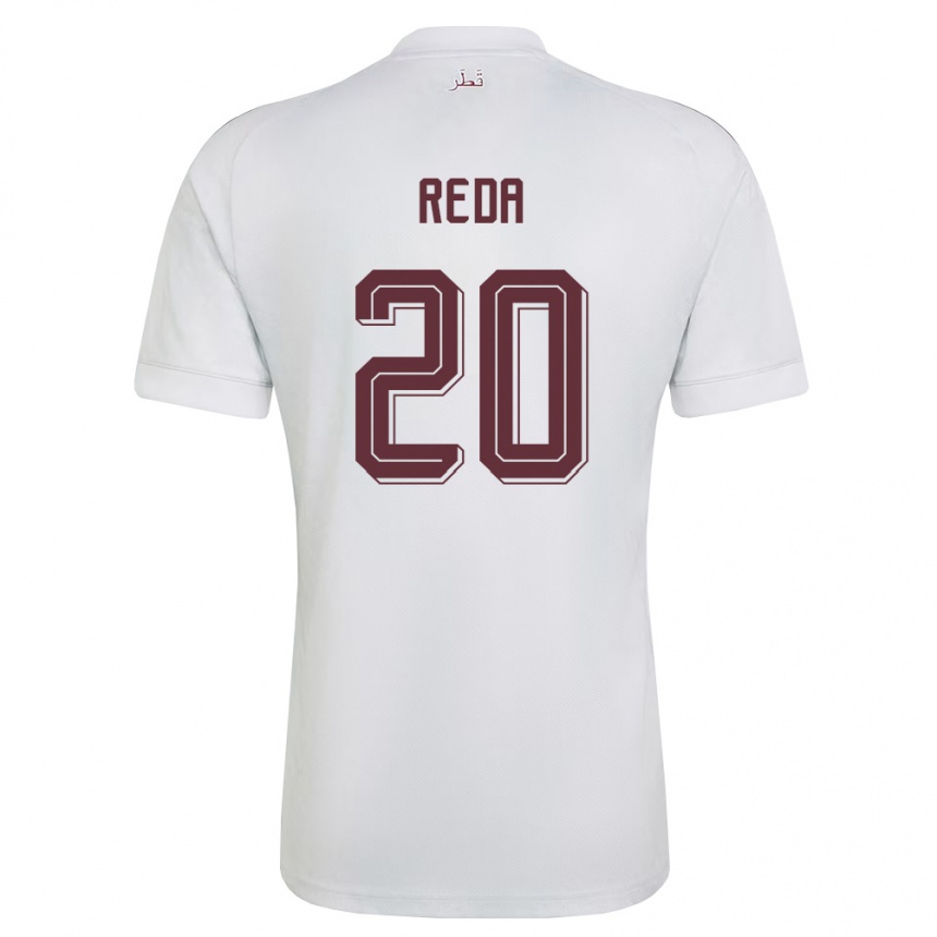 נשים כדורגל קטאר Salem Reda #20 לבן בורדו הרחק ג'רזי 26-28