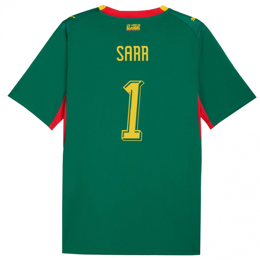 נשים כדורגל סנגל שייח קיין סאר #1 ירוק צהוב אדום הרחק ג'רזי 26-28