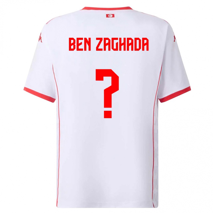 נשים כדורגל תוניסיה Mohamed Amine Ben Zaghada #0 לבן אדום הרחק ג'רזי 26-28