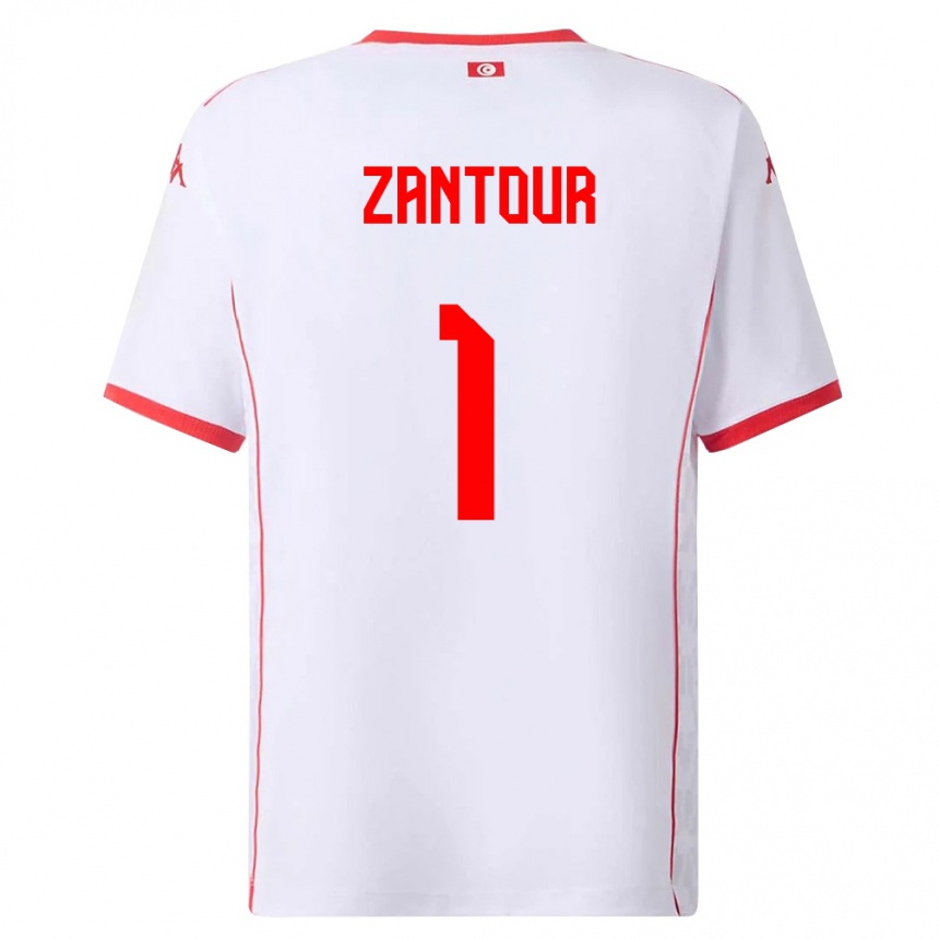 נשים כדורגל תוניסיה Ishak Zantour #1 לבן אדום הרחק ג'רזי 26-28