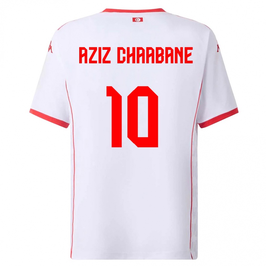 נשים כדורגל תוניסיה Mohamed Aziz Chaabane #10 לבן אדום הרחק ג'רזי 26-28