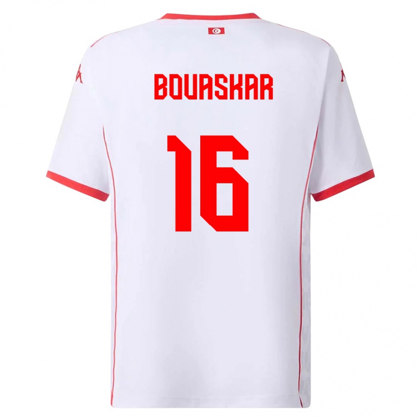 נשים כדורגל תוניסיה Slim Bouaskar #16 לבן אדום הרחק ג'רזי 26-28