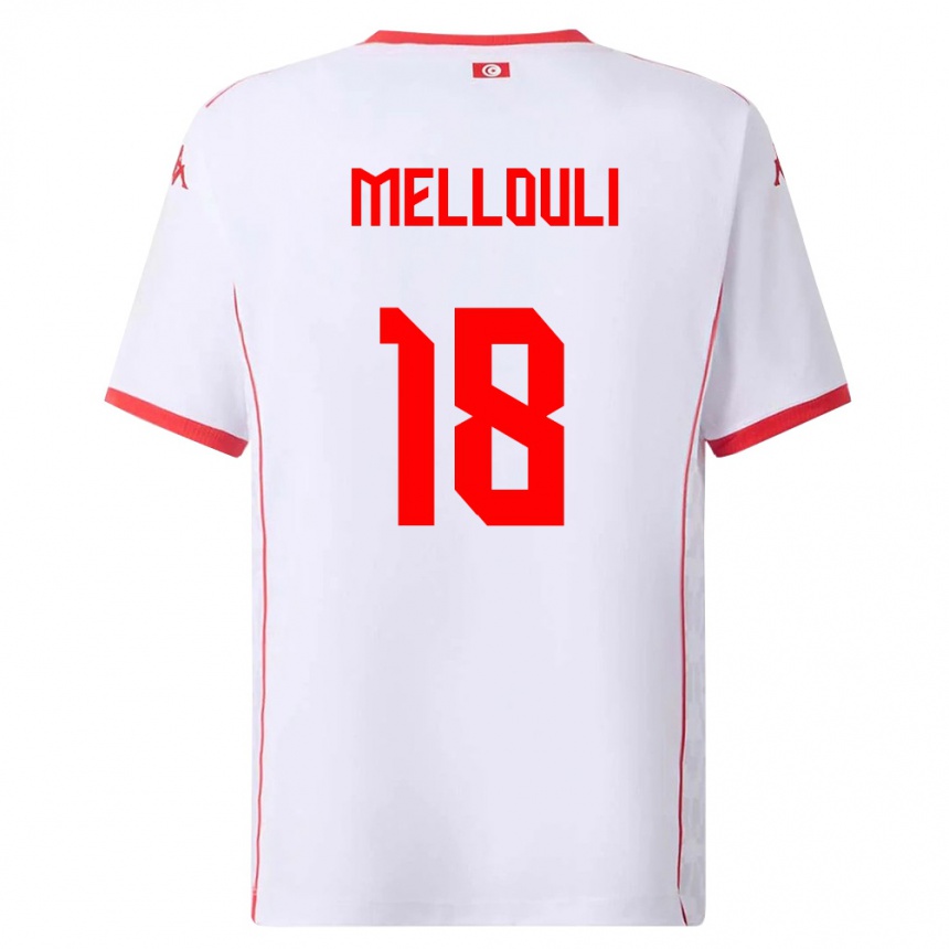 נשים כדורגל תוניסיה Taieb Mellouli #18 לבן אדום הרחק ג'רזי 26-28