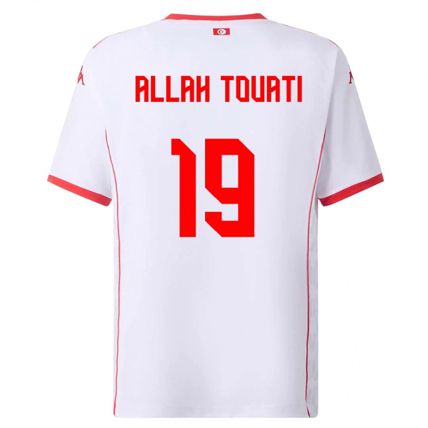 נשים כדורגל תוניסיה Amen Allah Touati #19 לבן אדום הרחק ג'רזי 26-28