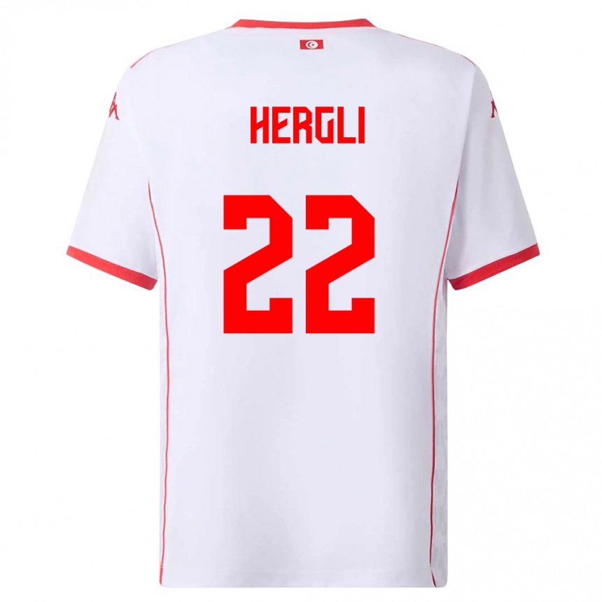 נשים כדורגל תוניסיה Said Hergli #22 לבן אדום הרחק ג'רזי 26-28