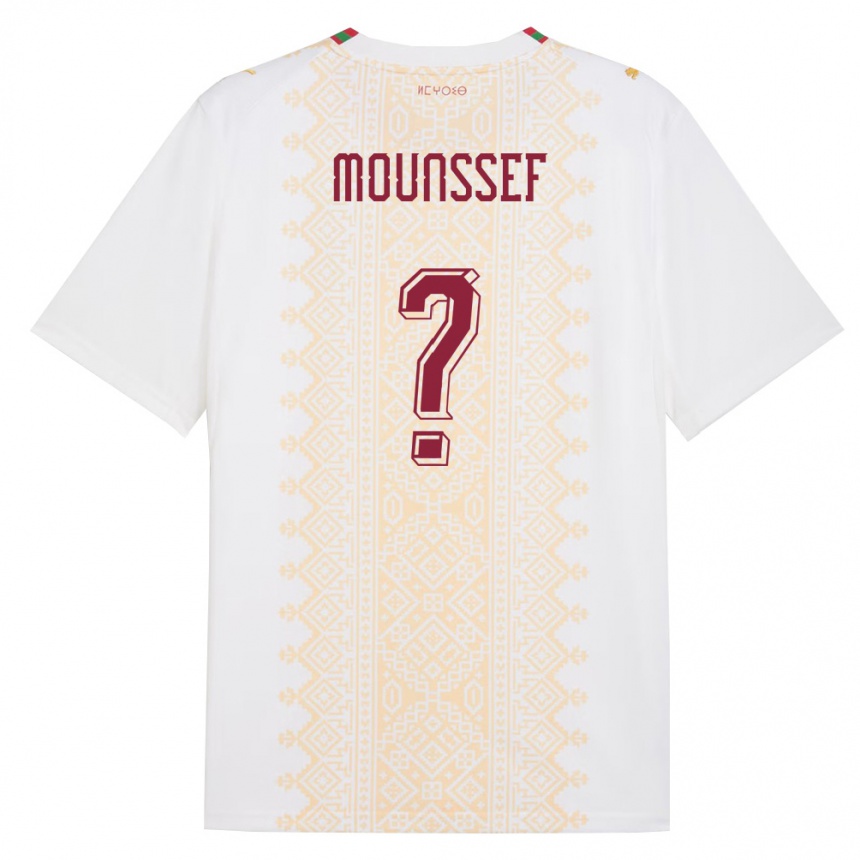נשים כדורגל מָרוֹקוֹ Mohamed Mounssef #0 לבן זהב אדום הרחק ג'רזי 26-28