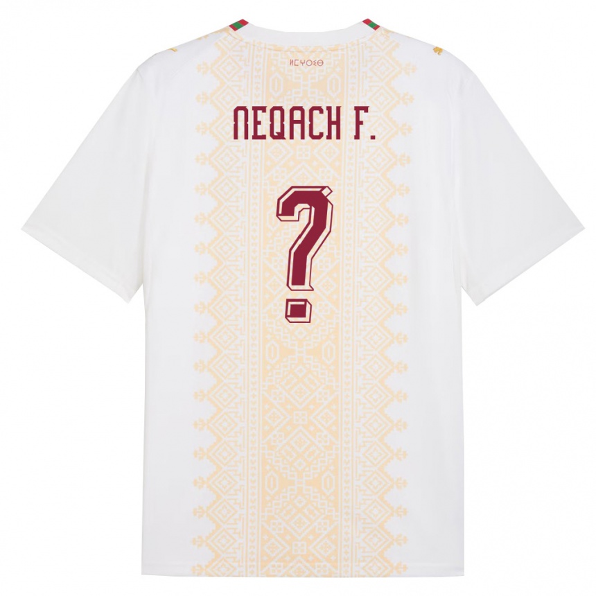 נשים כדורגל מָרוֹקוֹ Aarón Neqach Fernández #0 לבן זהב אדום הרחק ג'רזי 26-28