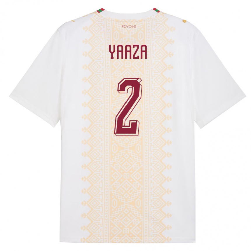 נשים כדורגל מָרוֹקוֹ Yahya Yaaza #2 לבן זהב אדום הרחק ג'רזי 26-28
