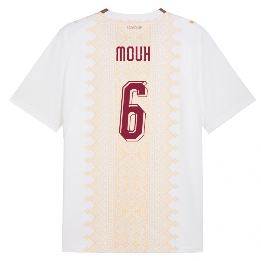 נשים כדורגל מָרוֹקוֹ Yasir Mouh #6 לבן זהב אדום הרחק ג'רזי 26-28