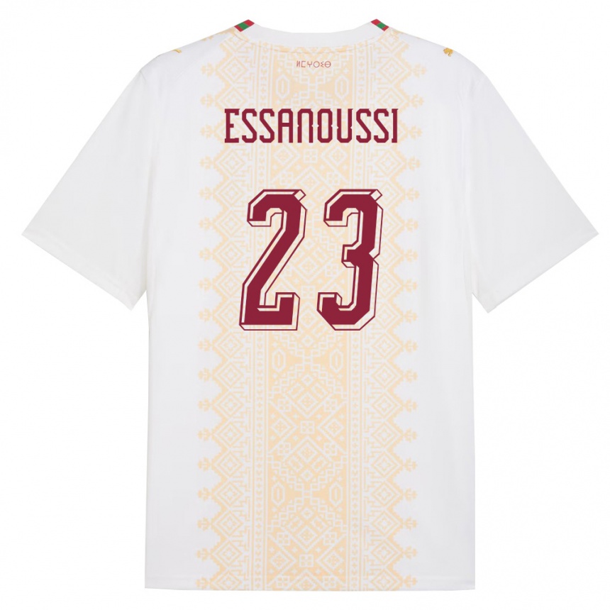 נשים כדורגל מָרוֹקוֹ Zakariya Essanoussi #23 לבן זהב אדום הרחק ג'רזי 26-28