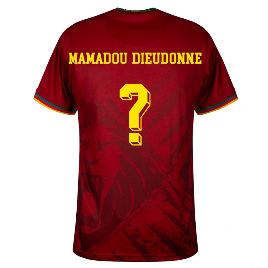 נשים כדורגל קמרון Malik Mamadou Dieudonne #0 אדום עמוק ירוק צהוב הרחק ג'רזי 26-28