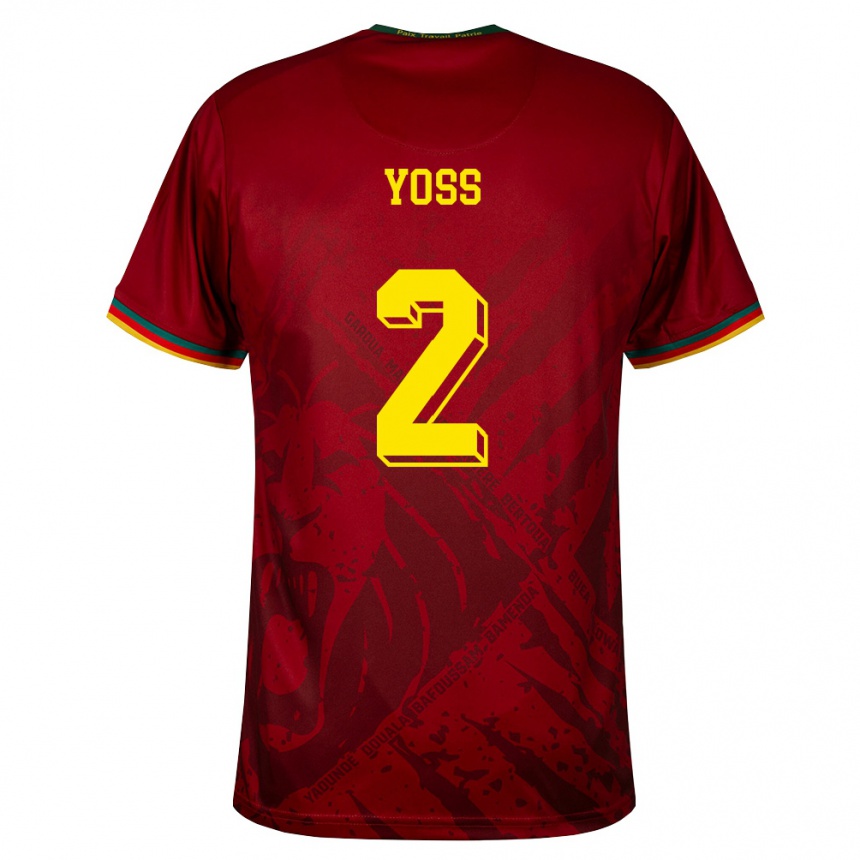 נשים כדורגל קמרון Marc René Bandeleck Yoss #2 אדום עמוק ירוק צהוב הרחק ג'רזי 26-28